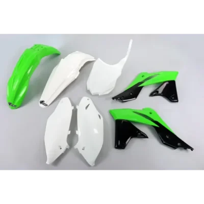Komplet plastików UFO Kawasaki KXF 250 zielony biały czarny - KA221999 Komplet plastików UFO Kawasaki KXF 250 zielony biały czarny - KA221999