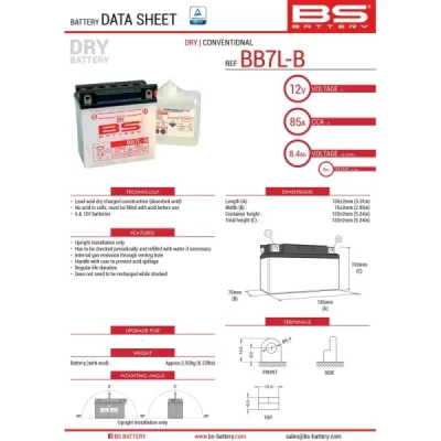 Akumulator standardowy BS Battery BB7L-B YB7L-B 12V 8Ah (310594)