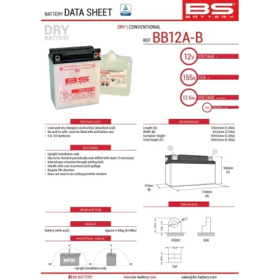 Akumulator standardowy BS Battery BB12A-B YB12A-B 12V 12Ah (310562)