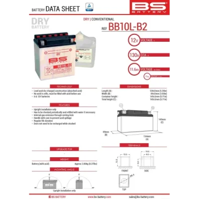 Akumulator standardowy BS Battery BB10L-B2 YB10L-B2 12V 11Ah (310557)