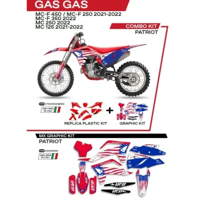 Komplet plastików i oklein UFO Patriot GAS GAS MC 125 21-22 MC 250 22 MCF 250 350 450 21-22 czerwony (C702AD041062)