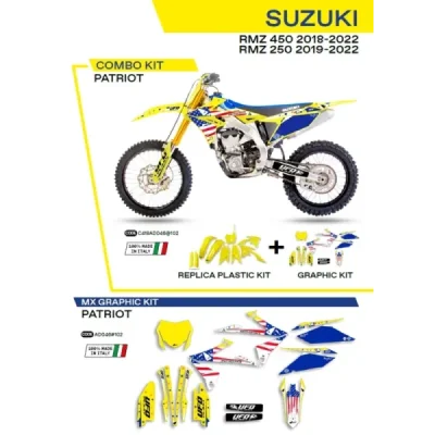 Komplet plastików i oklein UFO Patriot Suzuki RMZ 250 19-22 RMZ 450 18-22 żółty (C418AD046102)