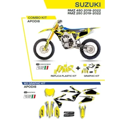 Komplet plastików i oklein UFO Apodis Suzuki RMZ 250 19-22 RMZ 450 18-22 żółty (C418AD027102)
