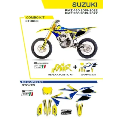 Komplet plastików i oklein UFO Stokes Suzuki RMZ 250 19-22 RMZ 450 18-22 żółty (C418AD026102)