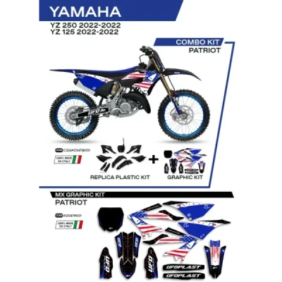 Komplet plastików i oklein UFO Patriot + tablica przód i osłony amortyzatorów Yamaha YZ 125 250 22 czarny (C324AD047001)