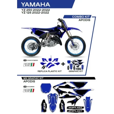 Komplet plastików i oklein UFO Apodis Yamaha YZ 125 250 22 biały niebieski OEM (C324AD032999)