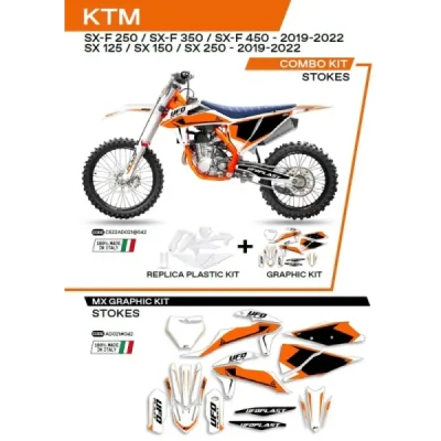 Komplet plastików i oklein UFO Stokes KTM SX SXF 125 150 250 350 450 19-22 biały (C522AD021042)