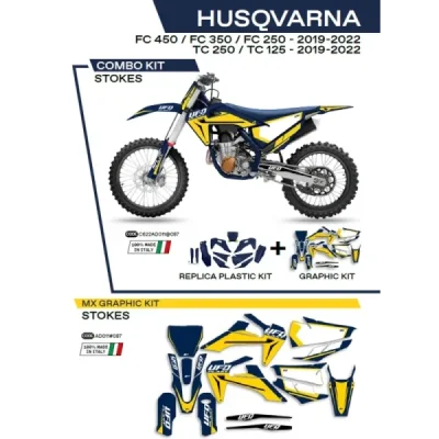 Komplet plastików i oklein UFO Stokes Husqvarna TC 125 250 19-22 FC 250 350 450 19-22 niebieski (C622AD011087)