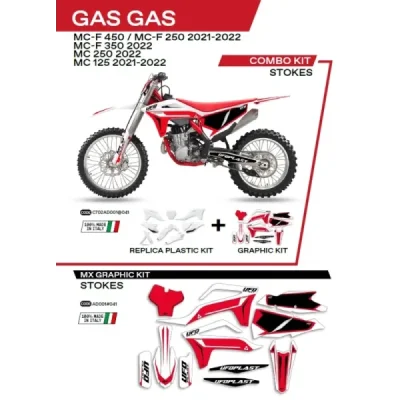 Komplet plastików i oklein UFO Stokes GAS GAS MC 125 21-22 MC 250 22 MCF 250 350 450 21-22 biały (C702AD001041)