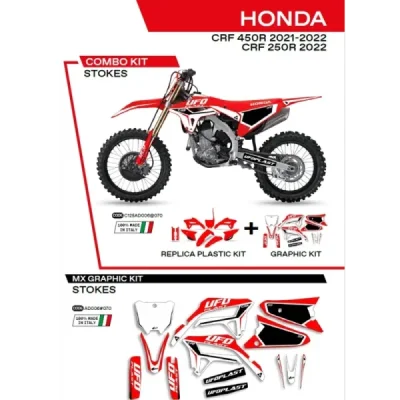 Komplet plastików i oklein UFO Stokes Honda CRF 250R 22 CRF 450 21-22 czerwony (C125AD006070)