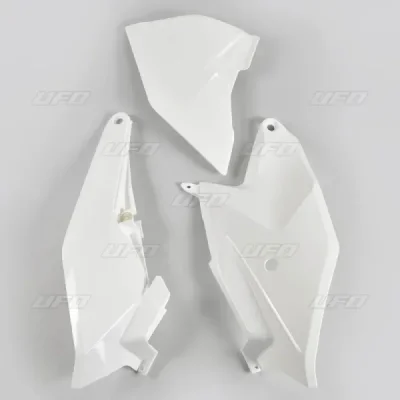 Komplet plastikowych osłon bocznych tylnych UFO KTM SX 85 18-22 z pokrywą filtra białe 2020 (KT04086042)