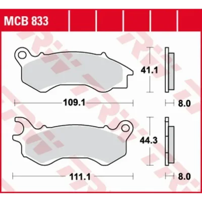 Klocki hamulcowe TRW Lucas MCB 833 (2 szt.) (MCB833) Klocki hamulcowe TRW Lucas MCB 833 (2 szt.) (MCB833)