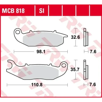 Klocki hamulcowe TRW Lucas MCB 818 (2 szt.) (MCB818) Klocki hamulcowe TRW Lucas MCB 818 (2 szt.) (MCB818)
