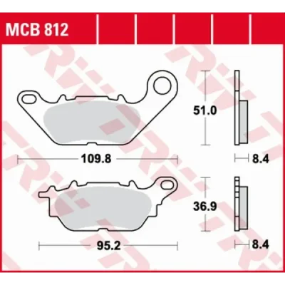 Klocki hamulcowe TRW Lucas MCB 812 (2 szt.) (MCB812) Klocki hamulcowe TRW Lucas MCB 812 (2 szt.) (MCB812)