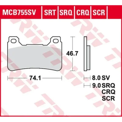 Klocki hamulcowe TRW Lucas MCB 755 SCR (2 szt.) (MCB755SCR) Klocki hamulcowe TRW Lucas MCB 755 SCR (2 szt.) (MCB755SCR)