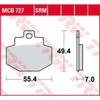 Klocki hamulcowe TRW Lucas MCB 727 SRM (2 szt.) (MCB727SRM) Klocki hamulcowe TRW Lucas MCB 727 SRM (2 szt.) (MCB727SRM)