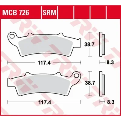 Klocki hamulcowe TRW Lucas MCB 726 SRM (2 szt.) (MCB726SRM) Klocki hamulcowe TRW Lucas MCB 726 SRM (2 szt.) (MCB726SRM)
