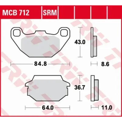 Klocki hamulcowe TRW Lucas MCB 712 (2 szt.) (MCB712) Klocki hamulcowe TRW Lucas MCB 712 (2 szt.) (MCB712)
