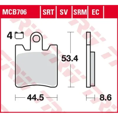 Klocki hamulcowe TRW Lucas MCB 706 SRT (2 szt.) (MCB706SRT) Klocki hamulcowe TRW Lucas MCB 706 SRT (2 szt.) (MCB706SRT)