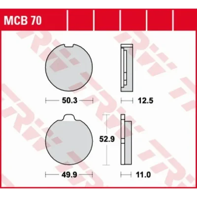 Klocki hamulcowe TRW Lucas MCB 70 (2 szt.) (MCB70) Klocki hamulcowe TRW Lucas MCB 70 (2 szt.) (MCB70)