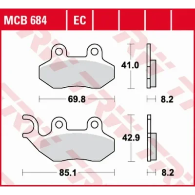 Klocki hamulcowe TRW Lucas MCB 684 (2 szt.) (MCB684) Klocki hamulcowe TRW Lucas MCB 684 (2 szt.) (MCB684)