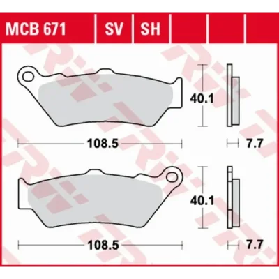 Klocki hamulcowe TRW Lucas MCB 671 SH (2 szt.) (MCB671SH) Klocki hamulcowe TRW Lucas MCB 671 SH (2 szt.) (MCB671SH)