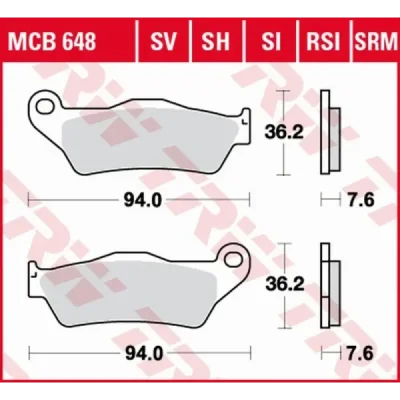 Klocki hamulcowe TRW Lucas MCB 648 SRM (2 szt.) (MCB648SRM) Klocki hamulcowe TRW Lucas MCB 648 SRM (2 szt.) (MCB648SRM)