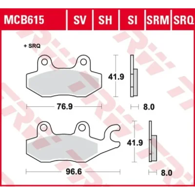 Klocki hamulcowe TRW Lucas MCB 615 TRQ (2 szt.) (MCB615TRQ) Klocki hamulcowe TRW Lucas MCB 615 TRQ (2 szt.) (MCB615TRQ)