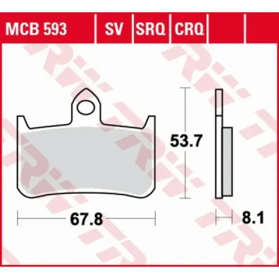 Klocki hamulcowe TRW Lucas MCB 593 TRQ (2 szt.) (MCB593TRQ) Klocki hamulcowe TRW Lucas MCB 593 TRQ (2 szt.) (MCB593TRQ)