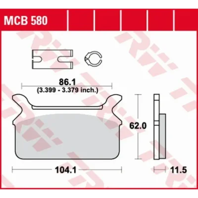 Klocki hamulcowe TRW Lucas MCB 580 (2 szt.) (MCB580) Klocki hamulcowe TRW Lucas MCB 580 (2 szt.) (MCB580)