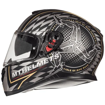 Kask integralny Thunder 3 SV Isle of Man czarny mat/złoty XS z blendą - MT Helmets Kask integralny Thunder 3 SV Isle of Man czarny mat/złoty XS z blendą - MT Helmets