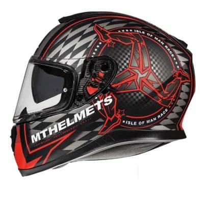 Kask integralny Thunder 3 SV Isle of Man czarny mat/czerwony XS z blendą - MT Helmets Kask integralny Thunder 3 SV Isle of Man czarny mat/czerwony XS z blendą - MT Helmets
