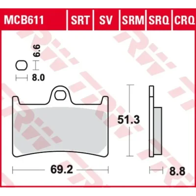 Klocki hamulcowe TRW Lucas MCB 611 TRQ (2 szt.) (MCB611TRQ) Klocki hamulcowe TRW Lucas MCB 611 TRQ (2 szt.) (MCB611TRQ)
