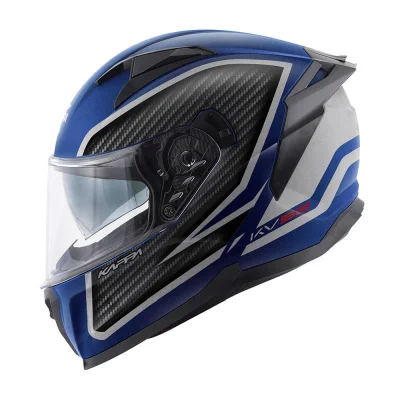 Kask integralny KV52 Kronos z blendą czarny/niebieski srebrny mat carbon look M ECE 22R06 - Kappa Kask integralny KV52 Kronos z blendą czarny/niebieski srebrny mat carbon look M ECE 22R06 - Kappa