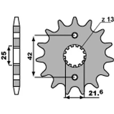 Zębatka przednia ZZ-R 600 '90-'06, YZF 600 Thunder Cat '96-'03 13 513 18NC łańcuch 530 STD.-2 - PBR