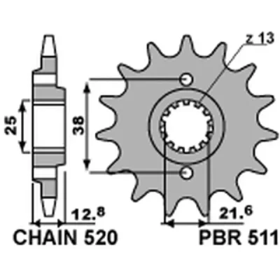 Zębatka przednia 511 15 18NC Kawasaki KLR 650 1990-2017 łańcuch 520 STD - PBR