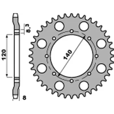 Zębatka tylna 506 46 C45 stal Kawasaki KLR 600 '84-'90 520 STD.+3 - PBR Zębatka tylna 506 46 C45 stal Kawasaki KLR 600 '84-'90 520 STD.+3 - PBR