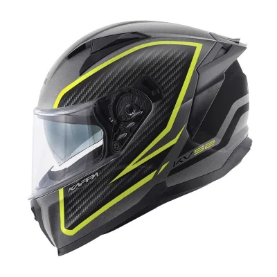 Kask integralny KV52 Kronos z blendą tytanowy czarny żółty fluo mat carbon look XL ECE 22R06 - Kappa Kask integralny KV52 Kronos z blendą tytanowy czarny żółty fluo mat carbon look XL ECE 22R06 - Kappa