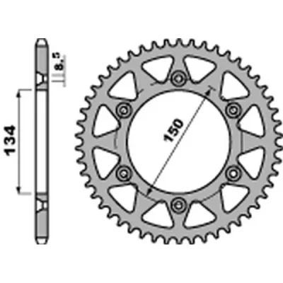 Zębatka tylna 489 46 F stal łańcuch 520 pasuje do Kawasaki KX/KXF 125/250 1984-2020, KDX 200/220/250 1984-2006 - PBR