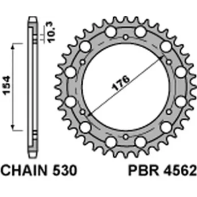 Zębatka tylna 4562 45 stal 45 łańcuch 530 SDT +1 Honda CB 1000R '08-'18 - PBR Zębatka tylna 4562 45 stal 45 łańcuch 530 SDT +1 Honda CB 1000R '08-'18 - PBR