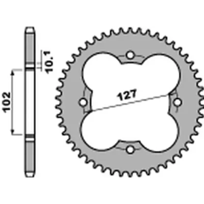 Zębatka tylna 4480 38 stal łańcuch 520 standard +1 Polaris 450 Outlaw 08-10, 500 Predator 03-07, 525 Outlaw 08-10 - PBR