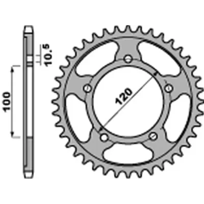 Zębatka tylna 4447 stal 41 z łańcuchem 525 standard -1 Aprilia RSV 4RF '15-'17, RSV4 RR '16-'17, Tuono 1000/1100 '06-'15 - PBR Zębatka tylna 4447 stal 41 z łańcuchem 525 standard -1 Aprilia RSV 4RF '15-'17, RSV4 RR '16-'17, Tuono 1000/1100 '06-'15 - PBR