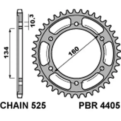 Zębatka tylna 4405 43 C45 stal 43 Honda CBR 600RR 2003-2015, CBR 600F 2001-2019, CBR 1000RR 2017-2020 łańcuch 525 - PBR