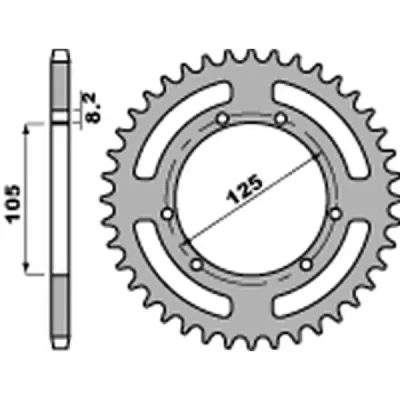 Zębatka tylna 4402 46 F stal 46 łańcuch 420 standardowa Aprilia RX 50 2009-2016 Derbi Senda 50 2000-2006 - PBR Zębatka tylna 4402 46 F stal 46 łańcuch 420 standardowa Aprilia RX 50 2009-2016 Derbi Senda 50 2000-2006 - PBR