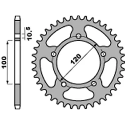 Zębatka tylna 4396 45 stal 45 Aprilia RSV 1000 Mile '98-'08, RSV4 1000 '09-'18, Pegaso 660 '07-'14 JTR703.45 - PBR