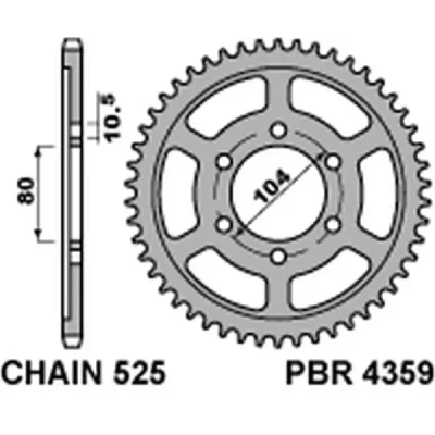 Zębatka tylna ZXR 750R Ninja '96-'03, KLZ Versys 1000 '12-'20, Z 1000 '03-'20 stal 44 łańcuch 525 - PBR Zębatka tylna ZXR 750R Ninja '96-'03, KLZ Versys 1000 '12-'20, Z 1000 '03-'20 stal 44 łańcuch 525 - PBR