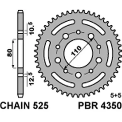 Zębatka tylna 4350 stal 43 C45 do Honda CB 500 '94-'03, CB 750 '91-'03, VT 600 Shadow '90-'04 łańcuch 525 - PBR Zębatka tylna 4350 stal 43 C45 do Honda CB 500 '94-'03, CB 750 '91-'03, VT 600 Shadow '90-'04 łańcuch 525 - PBR