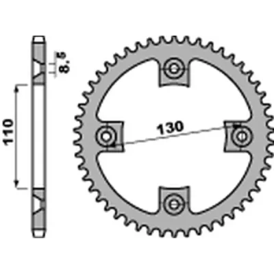 Zębatka tylna 4306 50 C45 stal Honda CR 80/85 '85-'07 JTR215.50 łańcuch 420 STD.+1 - PBR
