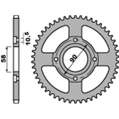 Zębatka tylna 269 42 C45 stal łańcuch 428 Honda CG 125 '02-'05, CM 125 '82-'97, CB 125T '82-'88, Daelim VC 125 '96-'99 - PBR