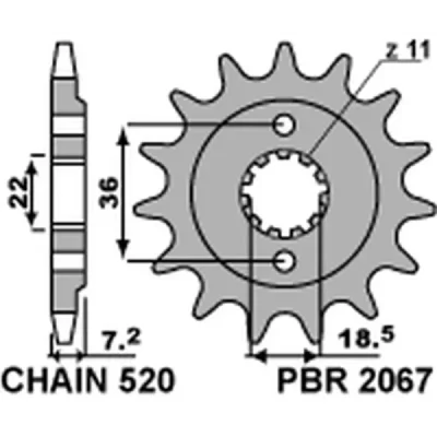 Zębatka przednia 2067 14 18NC Honda CRF 250L '13-'20 łańcuch 520 STD. - PBR Zębatka przednia 2067 14 18NC Honda CRF 250L '13-'20 łańcuch 520 STD. - PBR
